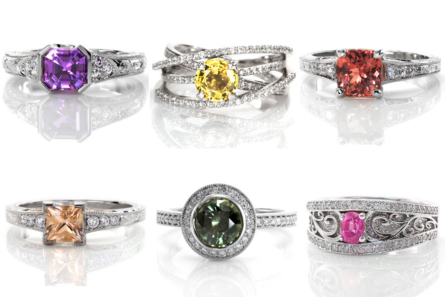 Colors Custom Creation Gemstones Unique Engagement Rings 