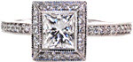 Bezel Elegante - Micro Pavé Engagement Rings - Elegante, Bezel, Princess Cut, Halo