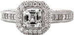 Passion - Halo Engagement Rings - Asscher, Halo, Micro Pave