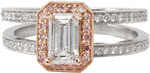 Pink Halo Cielo  - Halo Engagement Rings - Cielo, Emerald Cut, Rose Gold, Hand Engraved, Split Shank, Halo