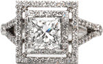 Design 1380 - Custom Design Rings - Double Halo, Split Shank, Princess Cut