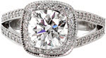 Regal Cushion - Halo Engagement Rings - Regal, Halo, Split Shank, Surprise Diamond