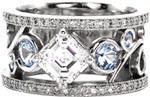 Nic and Alex - Antique Engagement Rings - Nic and Alex, Heirloom Band, Asscher Cut, Sapphire, Filigree