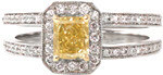 Fancy Intense Yellow Diamond Cielo (complete ring as shown)  - Fancy Color Diamond Rings - Cielo, Fancy Yellow Diamond, Split Shank, Halo