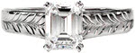 Liz - Custom Design Rings - Whisper, Emerald Cut, Hand Engraved, Solitaire