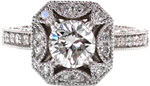 Design 1783 - Custom Design Rings - Bougainvillea, Halo, Milgrain, Hand Engraved