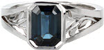 Aimee - Sapphire Engagement Rings - Filigree, Emerald Cut Sapphire, Bezel
