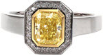Heidi - Fancy Color Diamond Rings - Fancy Yellow, Radiant, Bezel, Art Deco, Halo