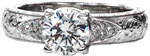 Toulon - Round Engagement Rings - Hand Engraved, Pave