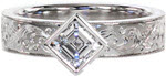 Asscher Juno - Hand Engraved Engagement Rings - Juno, Asscher, Hand Engraved, Bezel