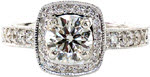 Design 1914 - Hand Engraved Engagement Rings - Valencia, Filigree, Hand Engraved, Halo, Cushion