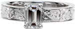 Lorrie - Hand Engraved Engagement Rings - Juno, Hand Engraved, Emerald Cut