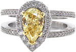 Design 2039 - Fancy Color Diamond Rings - Cielo, Pear, Fancy Yellow, Halo