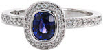 Design 2048 - Sapphire Engagement Rings - Elegante, Halo, Cushion Cut, Sapphire, Bezel