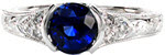 Design 2130 - Sapphire Engagement Rings - Seville, Hand Engraved, Filigree, Bezel, Sapphire