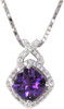 Amethyst & Diamond Halo Pendant - Color Pendants