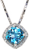 Blue Topaz Halo Pendant - Color Pendants