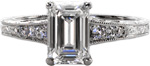 Emerald Cut Barcelona - Hand Engraved Engagement Rings - Barcelona, Hand Engraved, Filigree, Emerald Cut