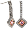 Pink Sapphire Diamond Dangle Earrings - Color Earrings