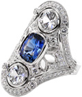 Design 2224 - Sapphire Engagement Rings - Heirloom Band, Sapphire