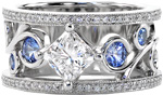 Design 2349 - Antique Engagement Rings - Nic and Alex, Heirloom Band, Sapphire, Filigree
