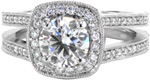 Design 2397 - Hand Engraved Engagement Rings - Cielito, Split Shank, Halo