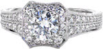 Bergenia - Hand Engraved Engagement Rings - Halo, Hand Engraved, Filigree