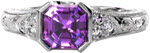 Design 2492 - Custom Design Rings - Seville, Hand Engraved, Filigree, Purple Sapphire, Royal Asscher