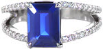 Design 2506 - Sapphire Engagement Rings - Split Shank, Emerald Cut Blue Sapphire