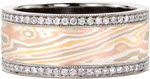 Flora - Autumn Wind - Unique Wedding Bands - Mokume Gane, Flora, Autumn, Rose Gold, Wood Grain