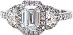 Emerald Moon Dance - Filigree Engagement Rings - Moon Dance, Half Moon, Emerald Cut
