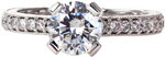 Elegance - Round Engagement Rings - Hand Engraved, Pave