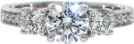 Bonita - Three Stone Engagement Rings - Three Stone, Trellis, Engraved