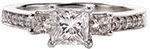 Royal Princess Three Stone - Classic Engagement Rings - Three Stone, Princess Cut, Trellis