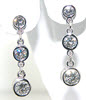 Three Stone Dangle - Diamond Earrings
