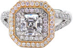 Suenos - Halo Engagement Rings - Two Tone, Halo, Split Shank, Micro Pave