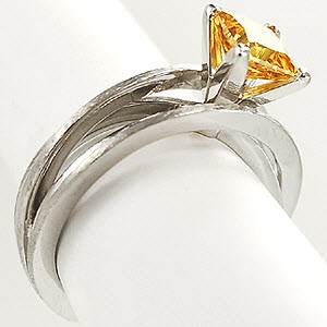 Yellow Princess Cut Sapphire in a very unique engagement ring 