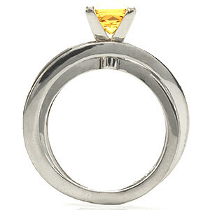 Yellow Princess Cut Sapphire in a very unique engagement ring