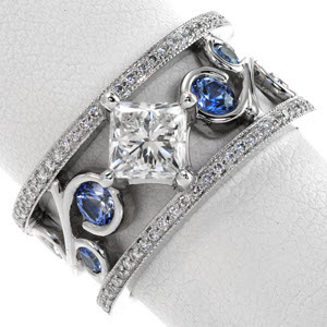 Wide band wedding rings diamonds