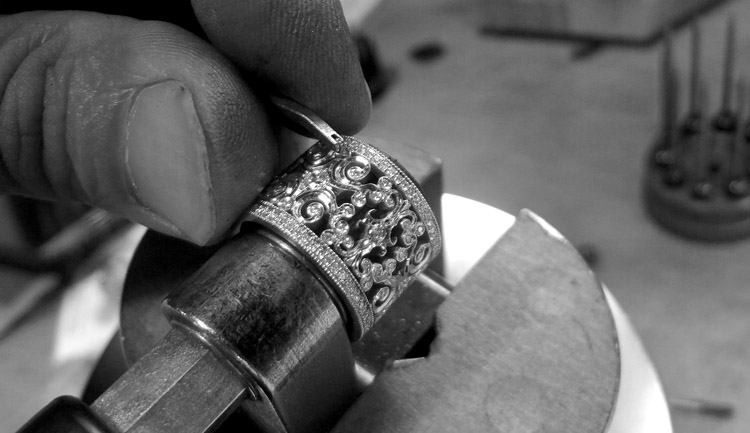 17milgrain2 Custom making a wide Eternity Band. 17milgrain2 Custom In Progress