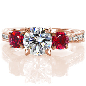 Ruby-4 Rubies and Custom Creation Ruby-4 Unique Engagement Rings