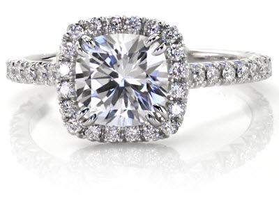 Halo platinum engagement rings.