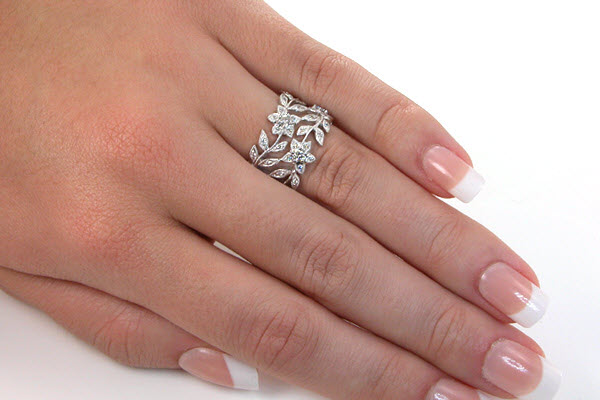 Leaf and vine wedding band deals