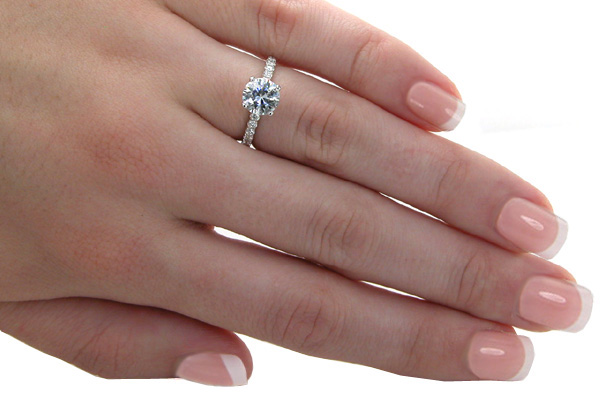 Round cut pave engagement ring