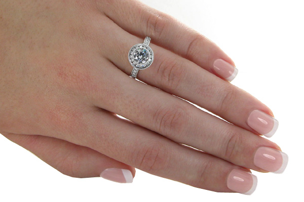Halo filigree engagement rings