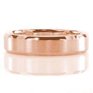The Mesa band gives a renewed look of a classic wedding band design. Constructed from 14k white gold, the center showcases a hand applied brushed texture. The high polished edges are beveled to intensify the contrast between finishes while providing a comfortable fit.