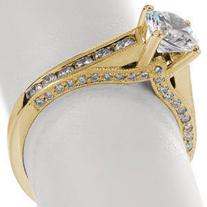 Green Bay micro pave engagement ring with round center stone and diamond band.