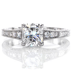 Filigree Cushion Cut Diamond Engagement Rings in Denver.