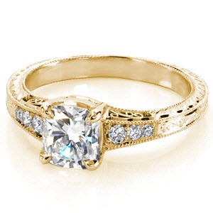 Des Moines antique engagement ring with filigree, milgrain and hand engraving.
