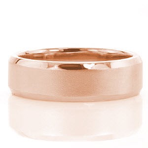 Our Mesa design provides a sleek and modern look. The 7mm wide band features high polished beveled edges that merge into a sandblasted center section. The design provides rich contrast with the dual finishes. The style is timeless and sophisticated. 